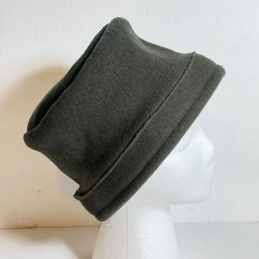 Parkhurst 100% Wool Roll Brim Bucket Hat Olive Green Made in Canada One Size